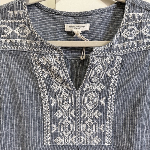 Beachlunchlounge Popover Shirt Embroidered Micro Stripe - Picture 2 of 5